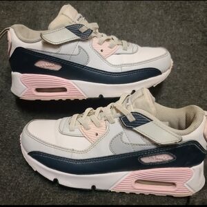Nike Air Max 90 Easyon White/Wolf Grey-Pink Kids Size 3Y